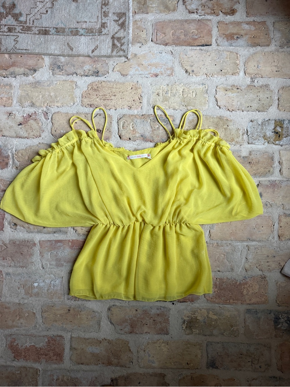 Chelsea & Violet Bright Yellow Off-Shoulder Camisole with Tie Straps
